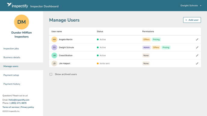 UM1 - manage users dash