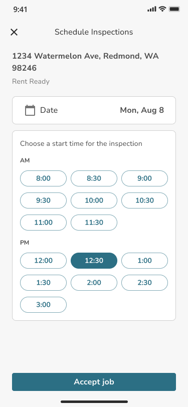 appt based 5 - Time selected