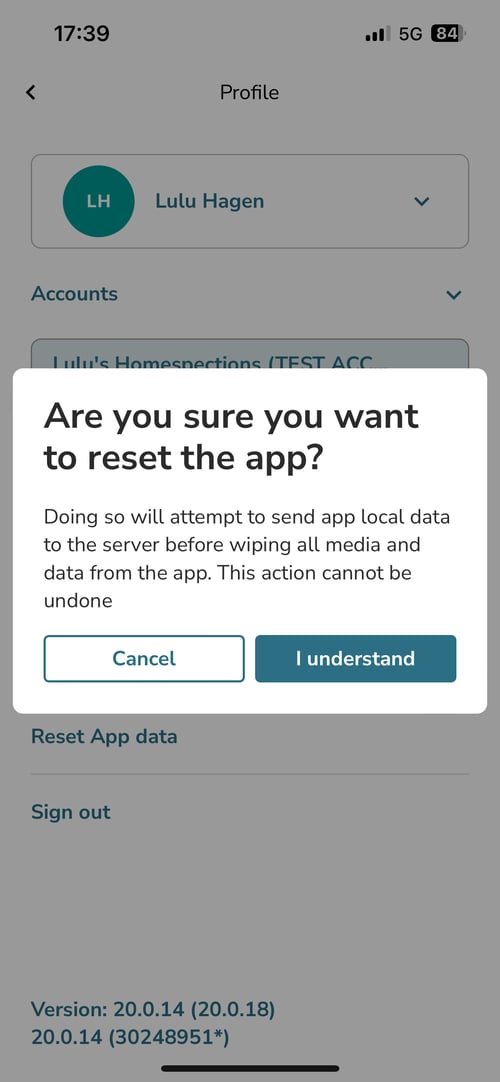 Reset app