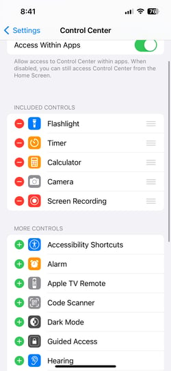 ios control center