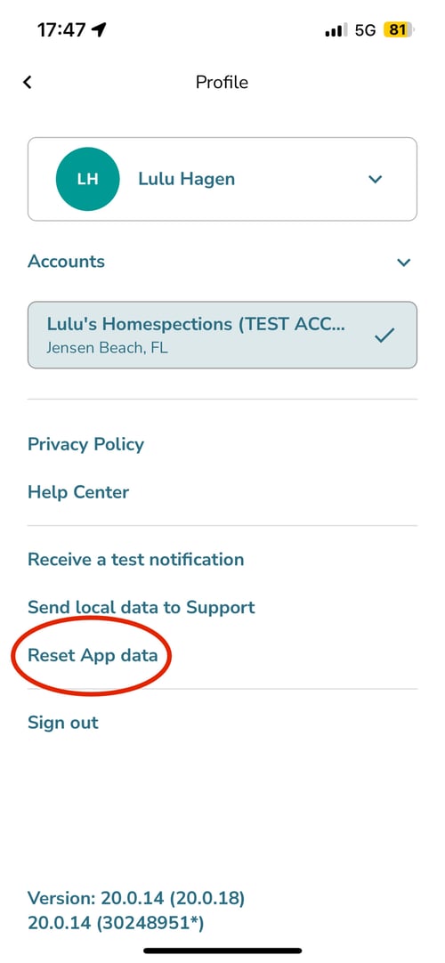 reset app data