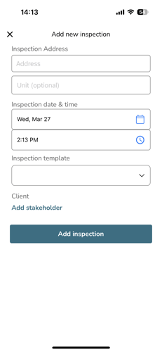 self inspect add new inspection app3